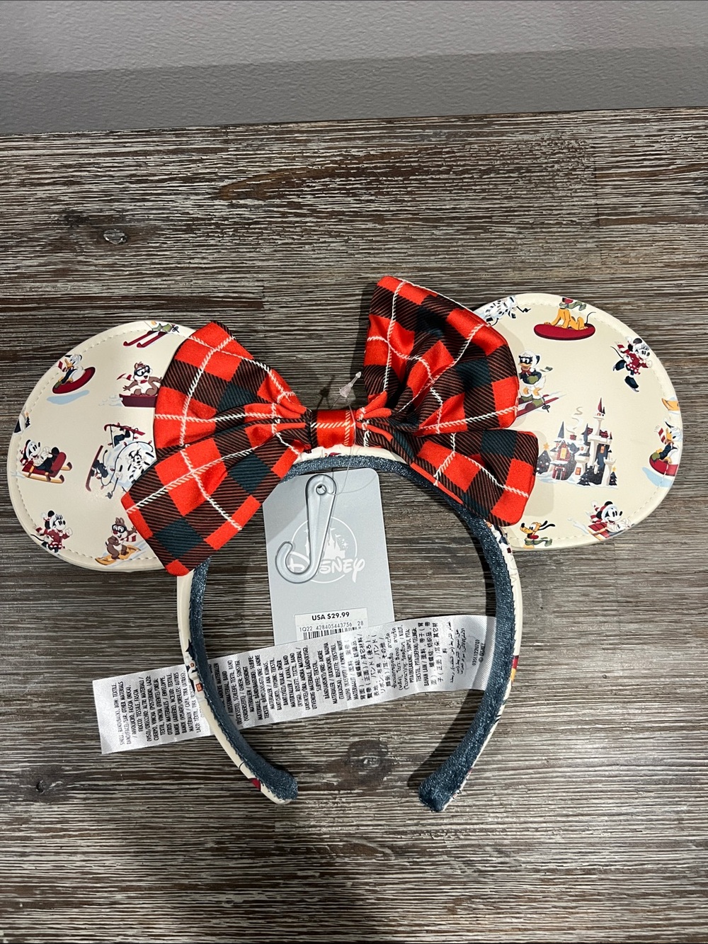 Disney Minnie Ear Headband in Red and Cream - Christmas / Holiday